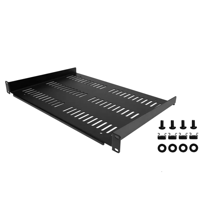StarTech.com 1U serverinė lentyna – universali ventiliuojama konsolinė lentyna 19 colių tinklo įrangos stovui ar spintelei – tvirta konstrukcija – svorio talpa 55 svarai / 25 kg – 12 colių gylio lentyna, juoda