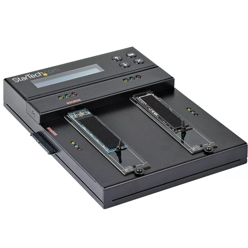 StarTech.com SM2DUPE11 – nepriklausomas M.2 SATA ir M.2 NVMe kopijavimo ir trynimo įrenginys, skirtas M.2 PCIe AHCI/NVMe, M.2 SATA, 2,5/3,5 colio SATA diskams