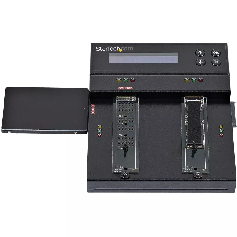 StarTech.com SM2DUPE11 – nepriklausomas M.2 SATA ir M.2 NVMe kopijavimo ir trynimo įrenginys, skirtas M.2 PCIe AHCI/NVMe, M.2 SATA, 2,5/3,5 colio SATA diskams