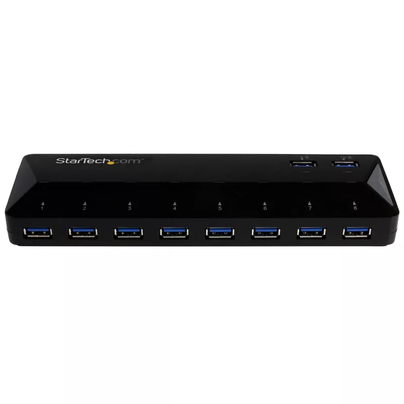 StarTech.com 10 prievadų USB 3.0 šakotuvas su įkrovimo ir sinchronizavimo prievadais - 2 x 1,5 A prievadai