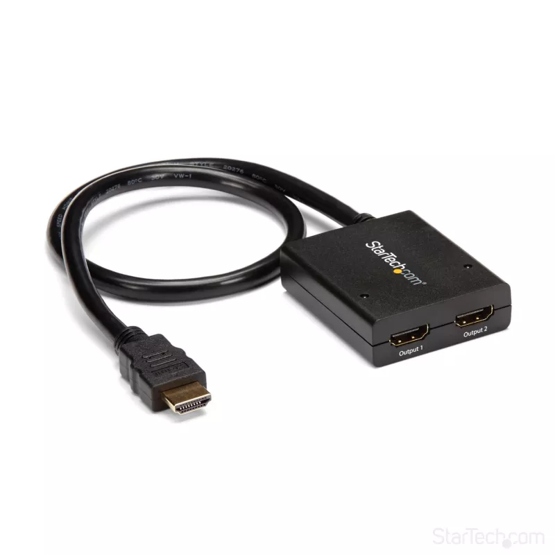 StarTech.com 4K HDMI 2 prievadų vaizdo skirstytuvas – 1x2 HDMI skirstytuvas – maitinamas USB arba maitinimo adapteriu – 4K 30Hz