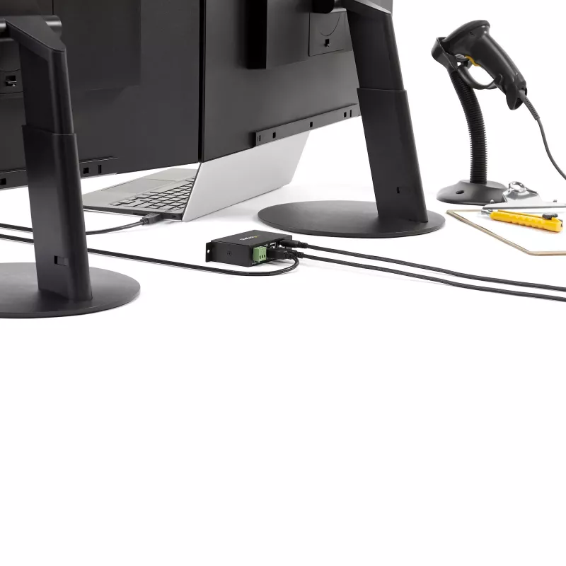 StarTech.com 4 prievadų USB 2.0 centras - metalinis pramoninis USB-A centras - montuojamas ant DIN bėgio, sienos ar stalo - TAA atitinkantis USB išplėtimo centras