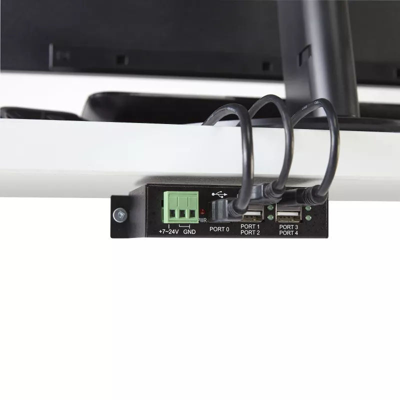 StarTech.com 4 prievadų USB 2.0 centras - metalinis pramoninis USB-A centras - montuojamas ant DIN bėgio, sienos ar stalo - TAA atitinkantis USB išplėtimo centras
