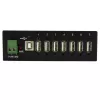 StarTech.com ST7200USBM pramoninis 7 prievadų USB 2.0 šakotuvas, metalinis korpusas, ESD ir viršįtampių apsauga, montuojamas ant DIN bėgelio, sienos ar stalo, 7–24 V DC, TAA, juodas