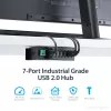 StarTech.com ST7200USBM pramoninis 7 prievadų USB 2.0 šakotuvas, metalinis korpusas, ESD ir viršįtampių apsauga, montuojamas ant DIN bėgelio, sienos ar stalo, 7–24 V DC, TAA, juodas