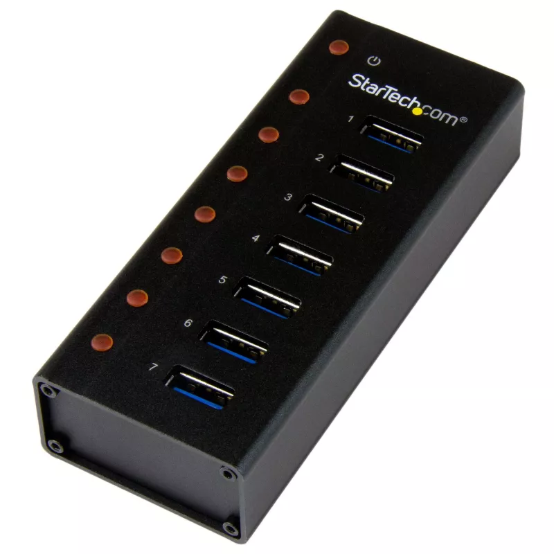 StarTech.com 7 prievadų USB 3.0 šakotuvas – metalinis korpusas, montuojamas ant stalo ar sienos