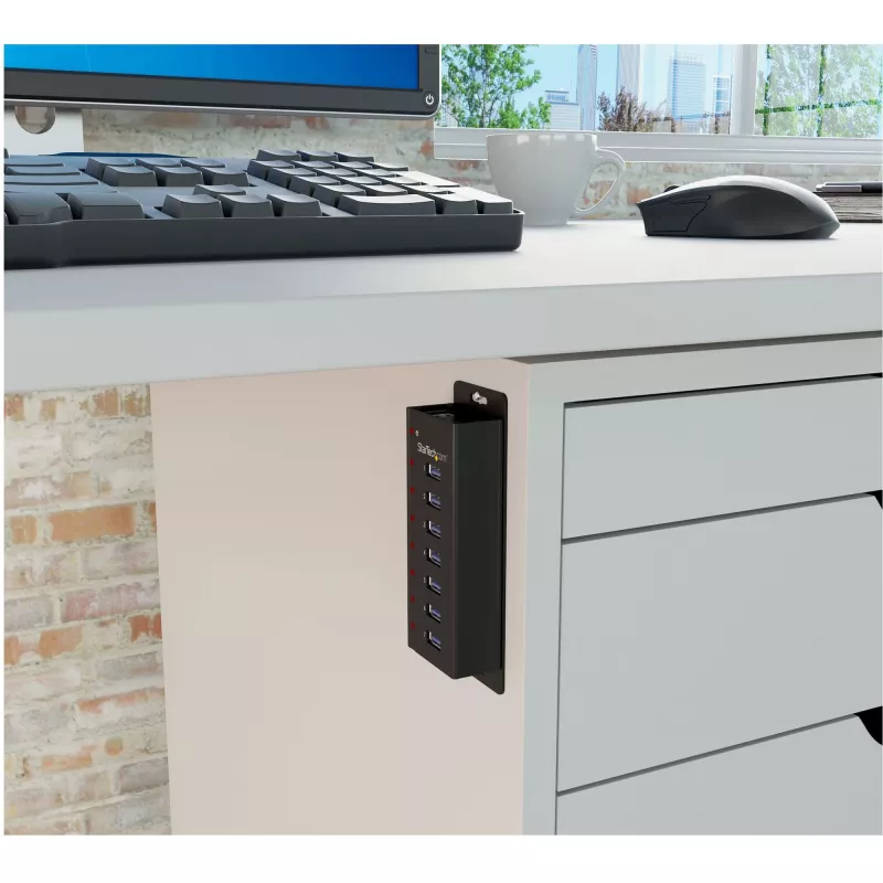 StarTech.com 7 prievadų USB 3.0 šakotuvas – metalinis korpusas, montuojamas ant stalo ar sienos