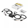 StarTech.com 2 prievadų DisplayPort KVM jungiklis - 4K 60Hz - Kompaktiškas dviejų prievadų UHD DP 1.2 USB darbalaukio KVM jungiklis su 1,2 m kabeliais ir garsu - maitinamas per USB ir nuotolinis perjungimas - MacBook ThinkPad