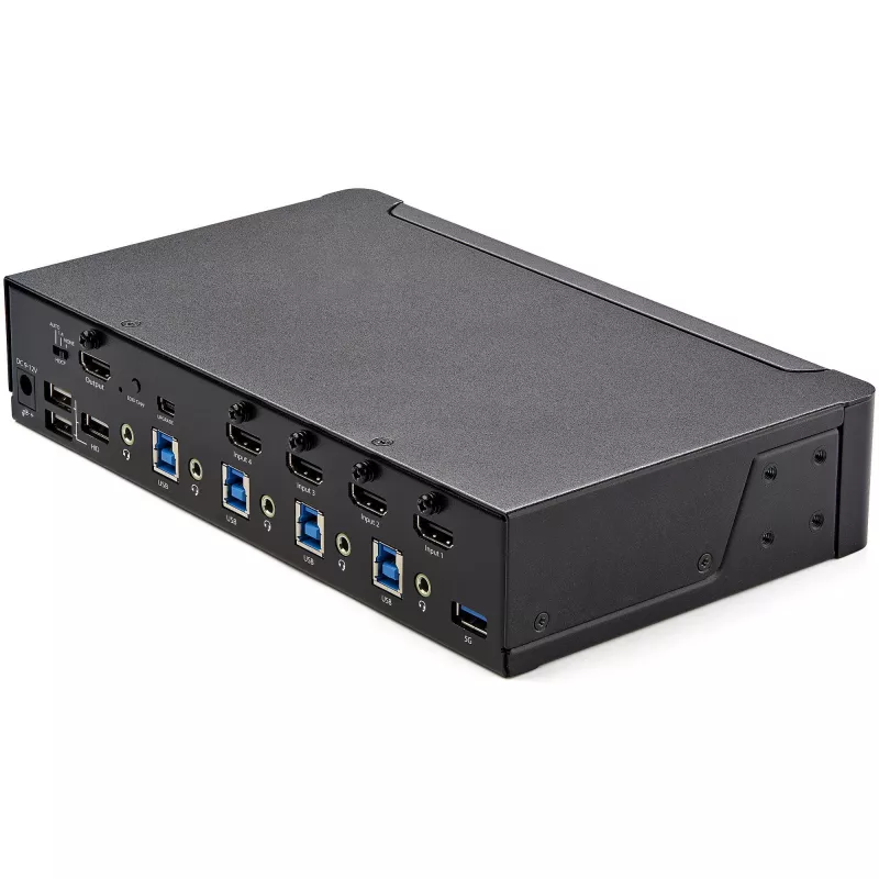 StarTech.com 4 prievadų HDMI KVM jungiklis – vienas monitorius 4K 60Hz Ultra HD HDR – stalinis HDMI 2.0 KVM jungiklis su 2 prievadų USB 3.0 šakotuvu (5Gbps) ir 4x USB 2.0 HID, garsu, karštųjų klavišų perjungimu – TAA