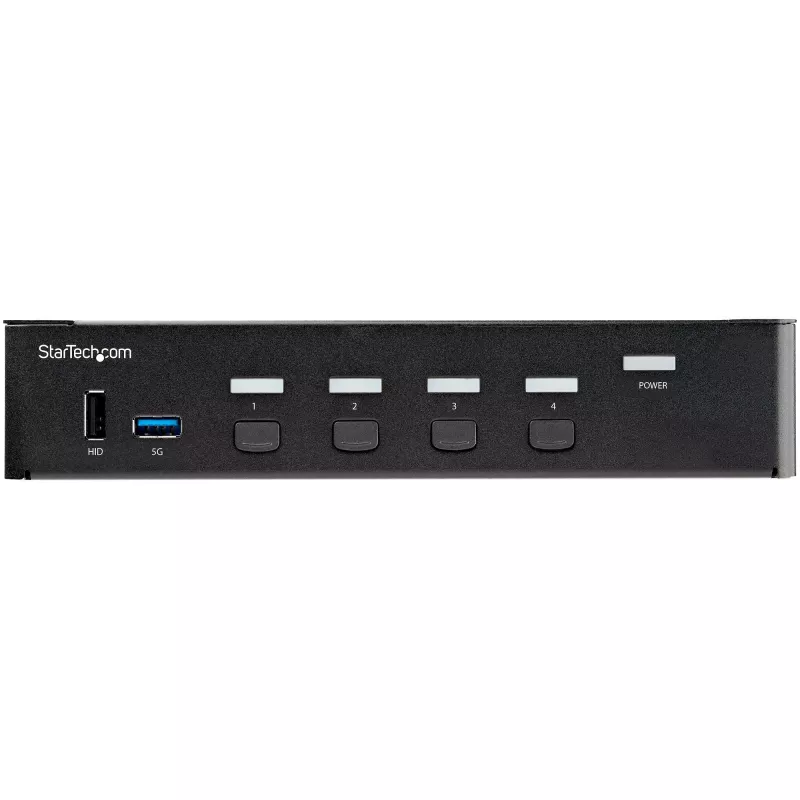 StarTech.com 4 prievadų HDMI KVM jungiklis – vienas monitorius 4K 60Hz Ultra HD HDR – stalinis HDMI 2.0 KVM jungiklis su 2 prievadų USB 3.0 šakotuvu (5Gbps) ir 4x USB 2.0 HID, garsu, karštųjų klavišų perjungimu – TAA
