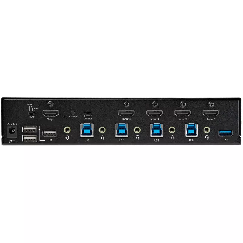 StarTech.com 4 prievadų HDMI KVM jungiklis – vienas monitorius 4K 60Hz Ultra HD HDR – stalinis HDMI 2.0 KVM jungiklis su 2 prievadų USB 3.0 šakotuvu (5Gbps) ir 4x USB 2.0 HID, garsu, karštųjų klavišų perjungimu – TAA