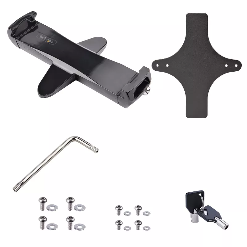 StarTech.com VESA laikiklio adapteris planšetėms 7,9–12,5 col. – iki 2 kg – 75x75/100x100 VESA – universalus apsauginis planšetės laikiklis – juodas