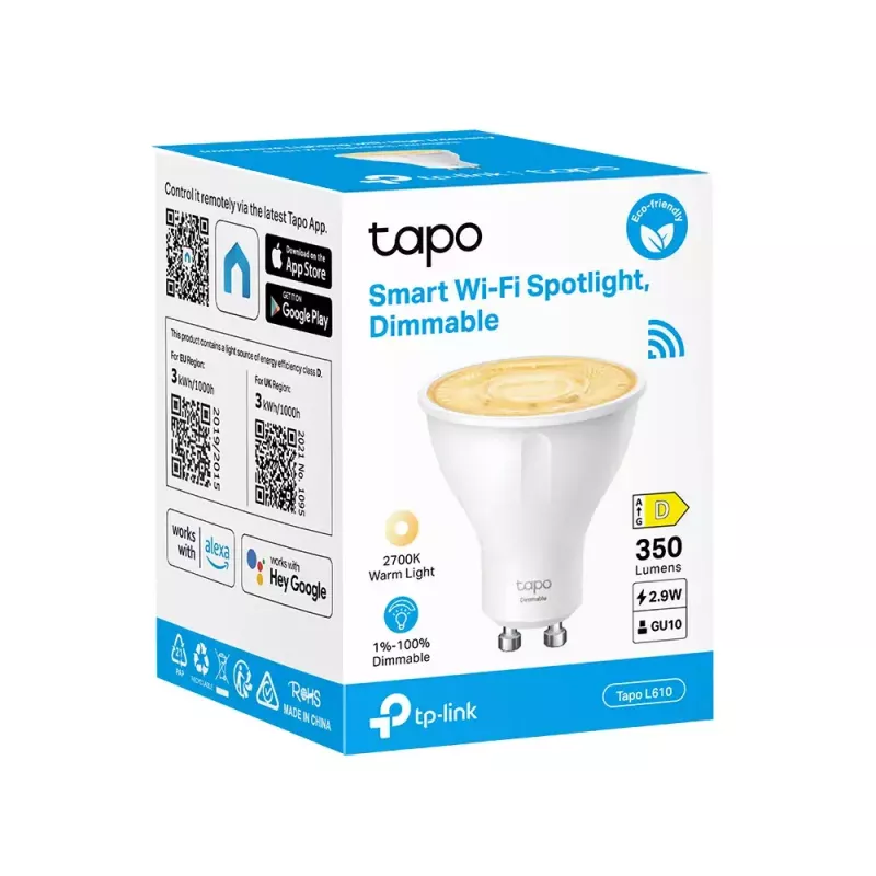 Išmanioji lemputė TP-Link Tapo L610 Wi-Fi, pritemdoma, balta