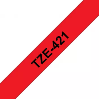 Brother TZE-421 juosta etiketėms, juoda ant raudonos
