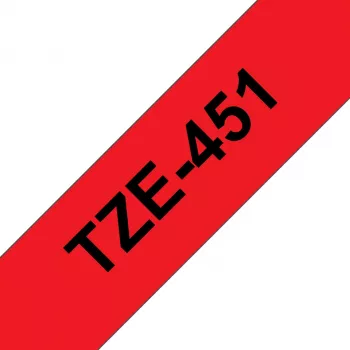 Brother TZE-451 juostelė etiketėms lipdukai Black on red 2,4 cm x 8 m