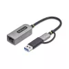 StarTech.com USB-C į Ethernet adapteris 2,5GbE su USB-A keitikliu, NBASE-T NIC, USB 3.0 Type-C 2,5/1G kelių greičių tinklas, suderinamas su Thunderbolt, Windows ir Mac