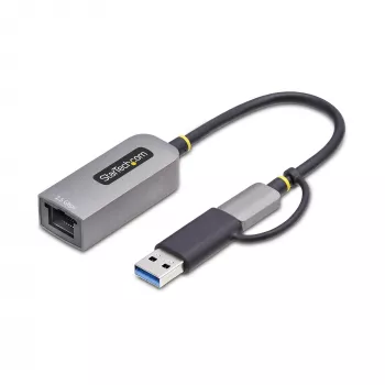 StarTech.com USB-C į Ethernet adapteris 2,5GbE su USB-A keitikliu, NBASE-T NIC, USB 3.0 Type-C 2,5/1G kelių greičių tinklas, suderinamas su Thunderbolt, Windows ir Mac