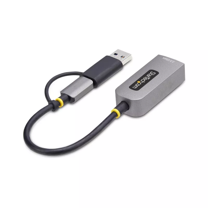 StarTech.com USB-C į Ethernet adapteris 2,5GbE su USB-A keitikliu, NBASE-T NIC, USB 3.0 Type-C 2,5/1G kelių greičių tinklas, suderinamas su Thunderbolt, Windows ir Mac