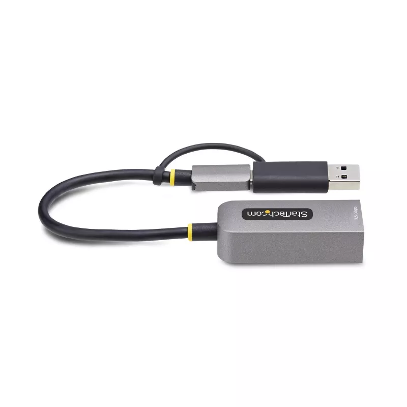 StarTech.com USB-C į Ethernet adapteris 2,5GbE su USB-A keitikliu, NBASE-T NIC, USB 3.0 Type-C 2,5/1G kelių greičių tinklas, suderinamas su Thunderbolt, Windows ir Mac