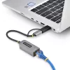 StarTech.com USB-C į Ethernet adapteris 2,5GbE su USB-A keitikliu, NBASE-T NIC, USB 3.0 Type-C 2,5/1G kelių greičių tinklas, suderinamas su Thunderbolt, Windows ir Mac