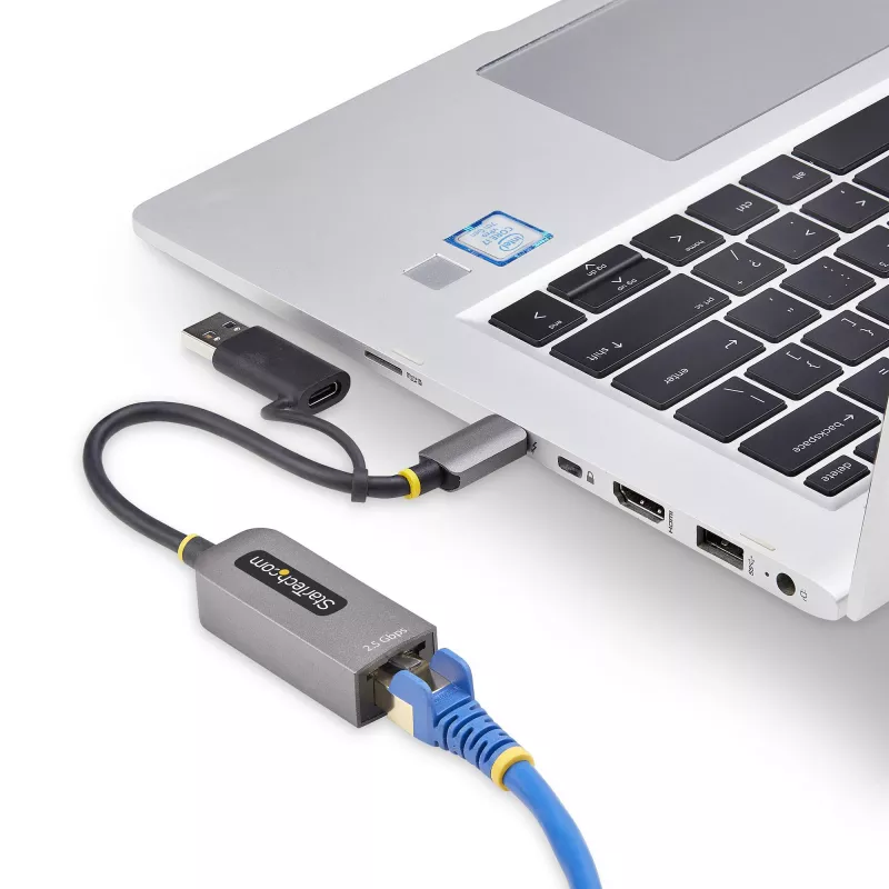 StarTech.com USB-C į Ethernet adapteris 2,5GbE su USB-A keitikliu, NBASE-T NIC, USB 3.0 Type-C 2,5/1G kelių greičių tinklas, suderinamas su Thunderbolt, Windows ir Mac