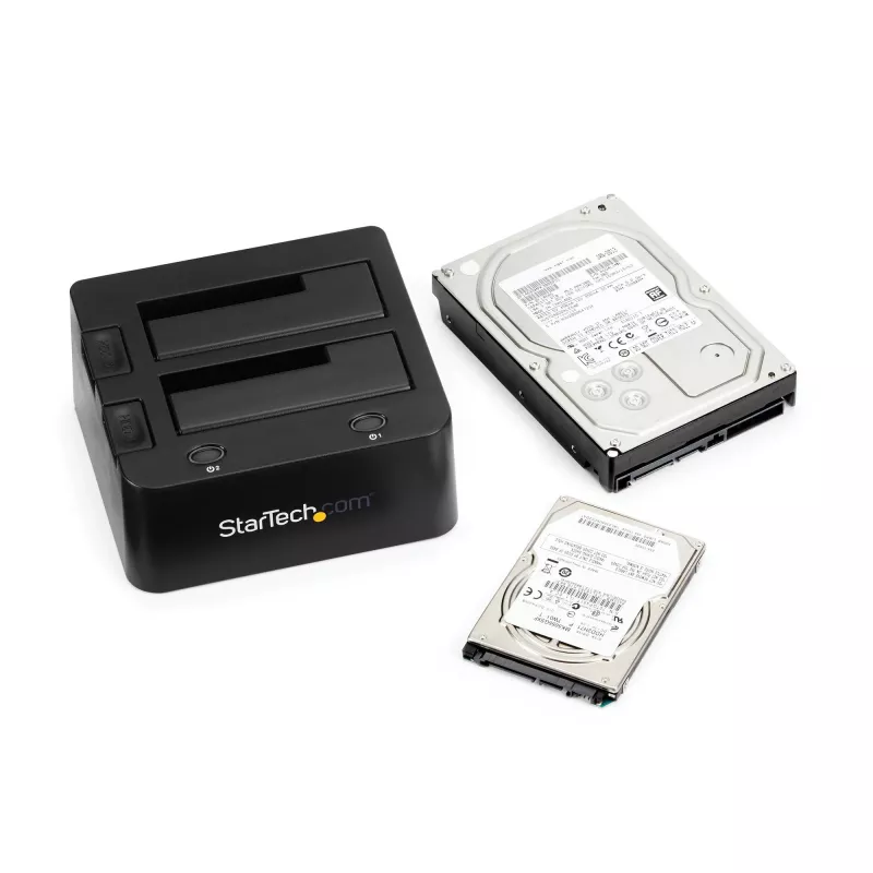 StarTech.com Dual-Bay USB 3.0 į SATA ir IDE kietojo disko dokas, USB išorinis 2.5/3.5 col. SATA I/II/III ir IDE (40 kontaktų) SSD/HDD dokas, karšto keitimo lizdai, įkrovimas iš viršaus