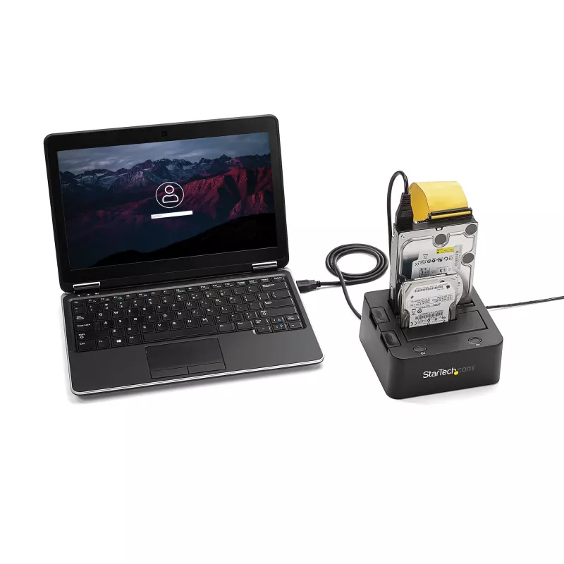 StarTech.com Dual-Bay USB 3.0 į SATA ir IDE kietojo disko dokas, USB išorinis 2.5/3.5 col. SATA I/II/III ir IDE (40 kontaktų) SSD/HDD dokas, karšto keitimo lizdai, įkrovimas iš viršaus