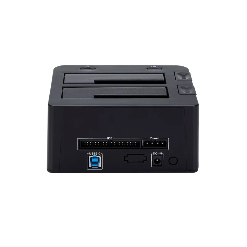 StarTech.com Dual-Bay USB 3.0 į SATA ir IDE kietojo disko dokas, USB išorinis 2.5/3.5 col. SATA I/II/III ir IDE (40 kontaktų) SSD/HDD dokas, karšto keitimo lizdai, įkrovimas iš viršaus