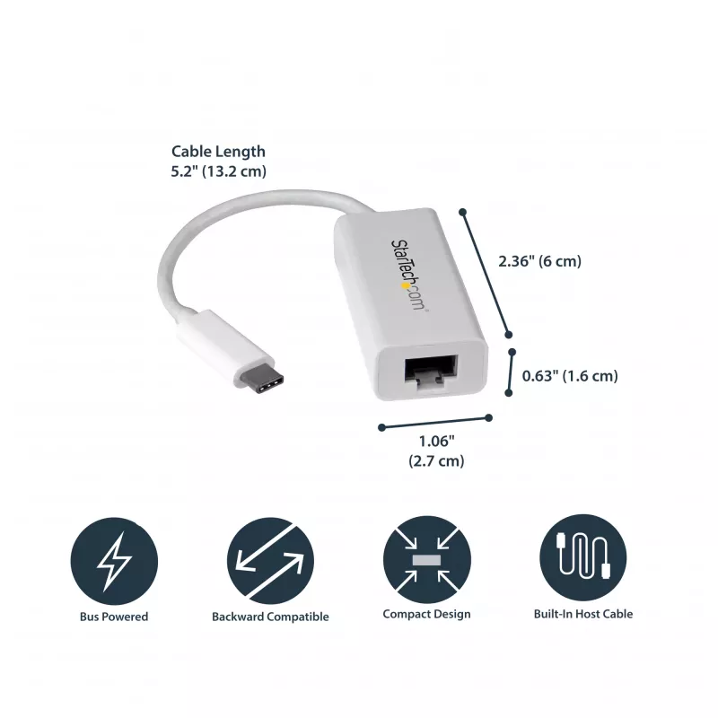 StarTech.com USB-C į Gigabit tinklo adapteris - Baltas