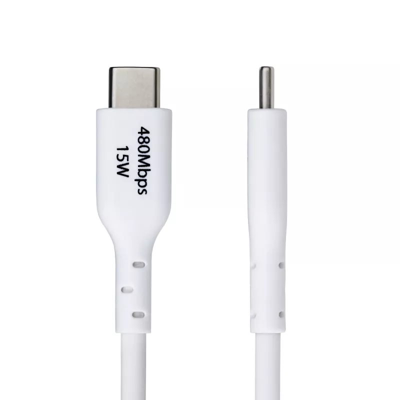 StarTech.com 6.6ft (2m) USB-A į USB-C įkrovimo laidas, įkrovimas ir sinchronizavimas, 3A, USB 2.0, TPE apvalkalas - baltas USB įkrovimo laidas