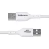 StarTech.com 6.6ft (2m) USB-A į USB-C įkrovimo laidas, įkrovimas ir sinchronizavimas, 3A, USB 2.0, TPE apvalkalas - baltas USB įkrovimo laidas