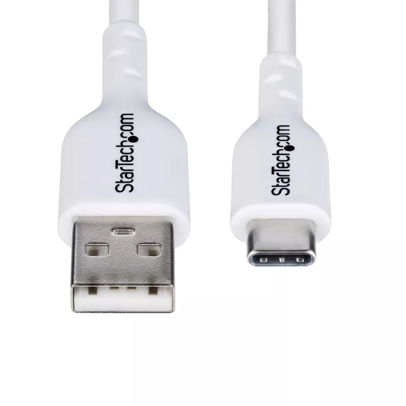 StarTech.com 6.6ft (2m) USB-A į USB-C įkrovimo laidas, įkrovimas ir sinchronizavimas, 3A, USB 2.0, TPE apvalkalas - baltas USB įkrovimo laidas