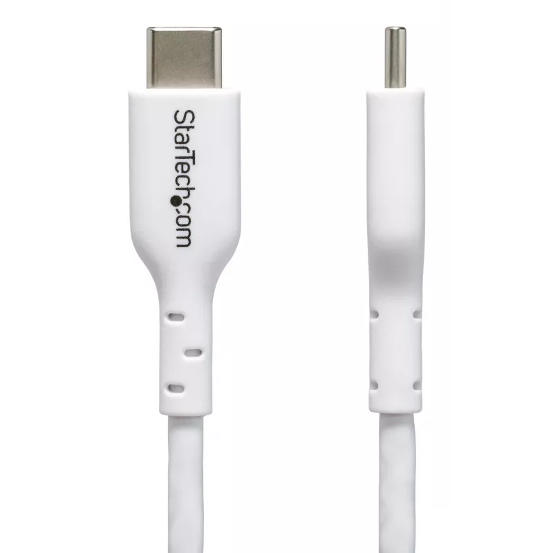 StarTech.com 1m (3.3ft) balta USB-C įkrovimo laidas, USB C laidas, USB 2.0 Type-C nešiojamojo kompiuterio įkroviklio laidas, 60W 3A Power Delivery, TPE apvalkalas, USB-C duomenų perdavimo laidas, M/M