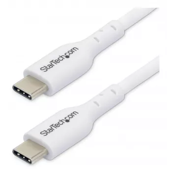 StarTech.com 2m (6.6ft) Balta USB-C įkrovimo laidas, USB C laidas, USB 2.0 Type-C nešiojamojo kompiuterio įkroviklio laidas, 60W 3A Power Delivery, TPE apvalkalas, USB-C duomenų perdavimo laidas, M/M
