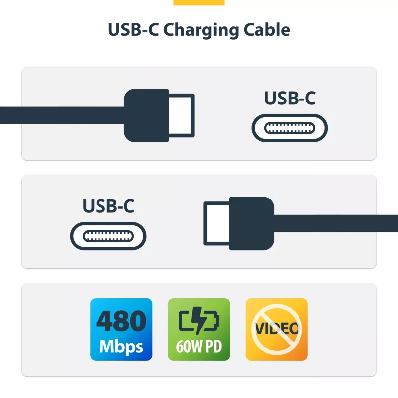 StarTech.com USB-C įkrovimo laidas, 3m, USB 2.0, 60W, 3A, TPE