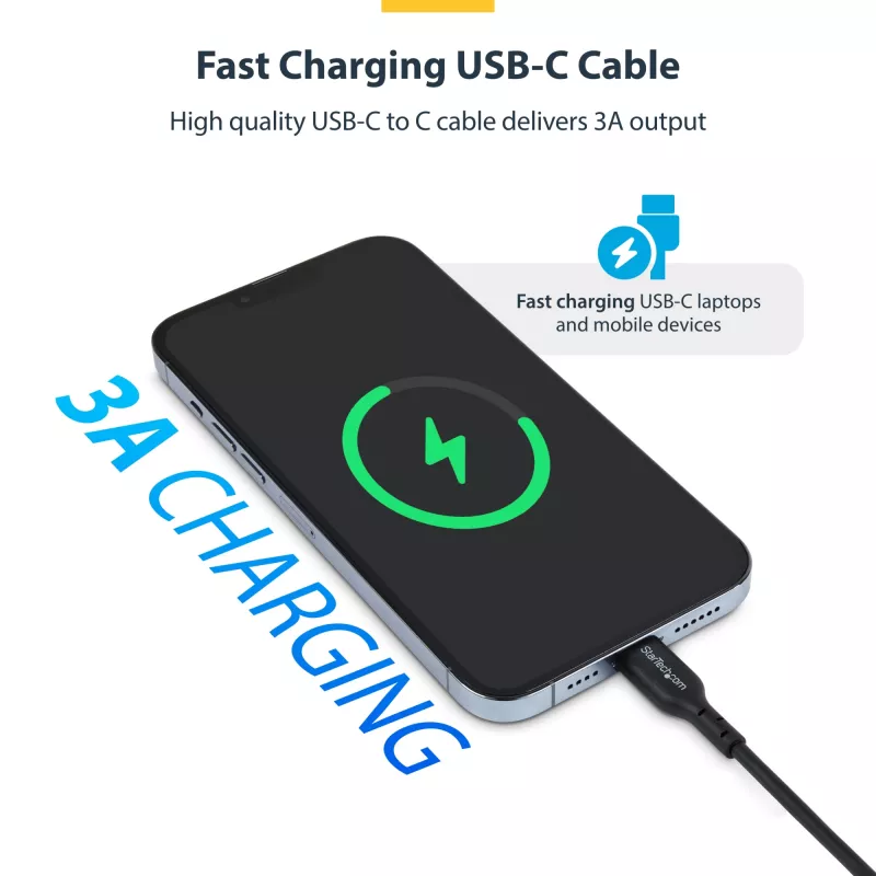 StarTech.com USB-C įkrovimo laidas, 3m, USB 2.0, 60W, 3A, TPE