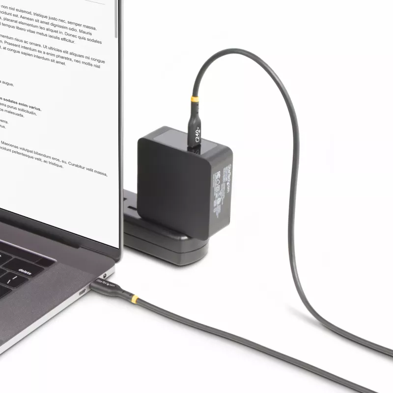 StarTech.com 2 m USB-C įkrovimo laidas, USB-IF sertifikuotas USB C laidas, 240 W PD EPR, USB 2.0 Type-C nešiojamojo kompiuterio įkroviklio laidas, USB-C duomenų perdavimo laidas, TPE apvalkalas, vyriškas/vyriškas