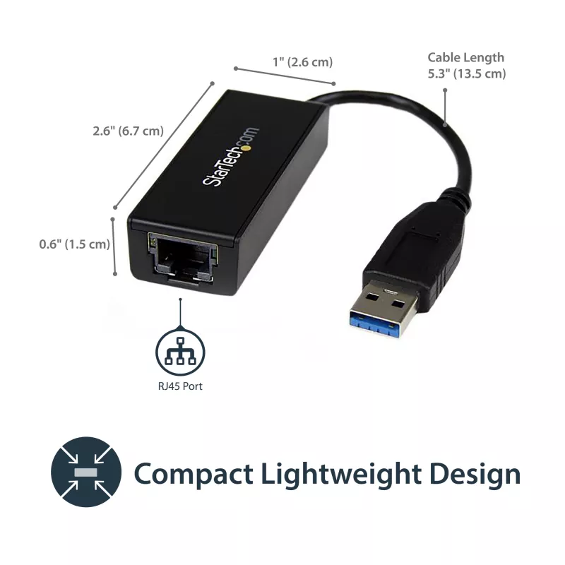 StarTech.com USB 3.0 prie Gigabit Ethernet tinklo adapteris, 10/100/1000 Mbps, USB į RJ45, USB 3.0 į LAN adapteris, USB 3.0 Ethernet adapteris (GbE), atitinka TAA