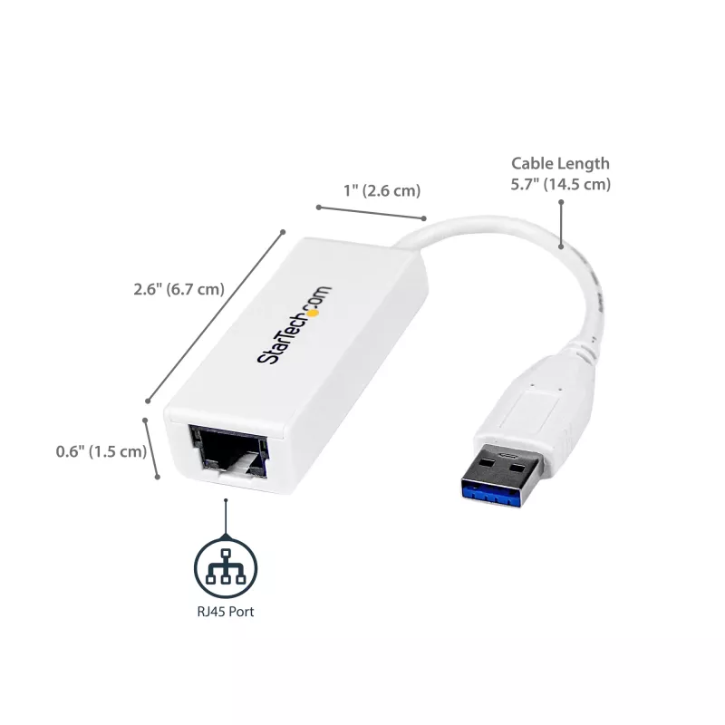 StarTech.com USB 3.0 į Gigabit Ethernet tinklo adapteris, 10/100/1000 Mbps, USB į RJ45, USB 3.0 į LAN adapteris, USB 3.0 Ethernet adapteris (GbE), TAA atitinka