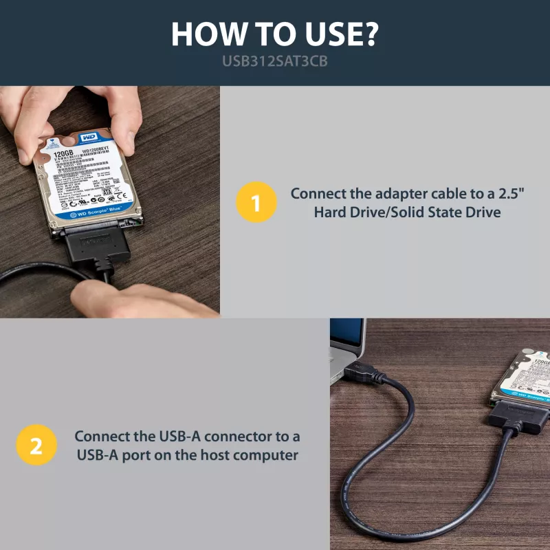 StarTech.com USB 3.1 – 2,5 colio SATA kietojo disko adapteris – USB 3.1 Gen 2 10Gbps su UASP išoriniu HDD/SSD saugyklos keitikliu