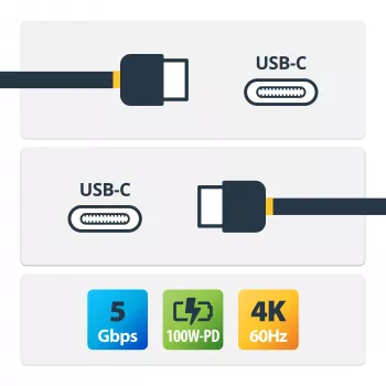 StarTech.com 1,8 m USB C į USB C laidas – 5A, 100W PD 3.0, sertifikuotas Works With Chromebook, USB-IF, vyriškas/vyriškas, USB 3.0 5Gbps, juodas
