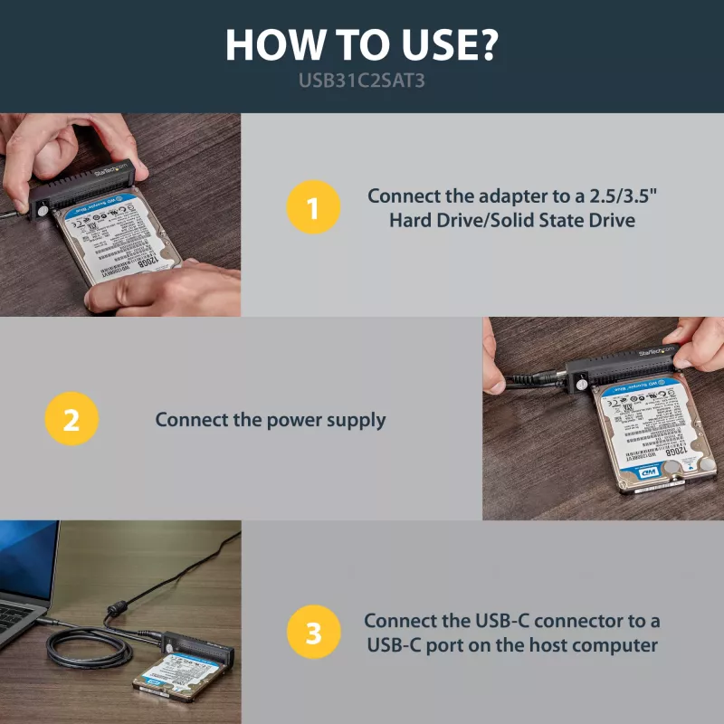 StarTech.com USB 3.1 (10Gbps) adapterinis kabelis 2.5”/3.5” SATA diskams - USB-C
