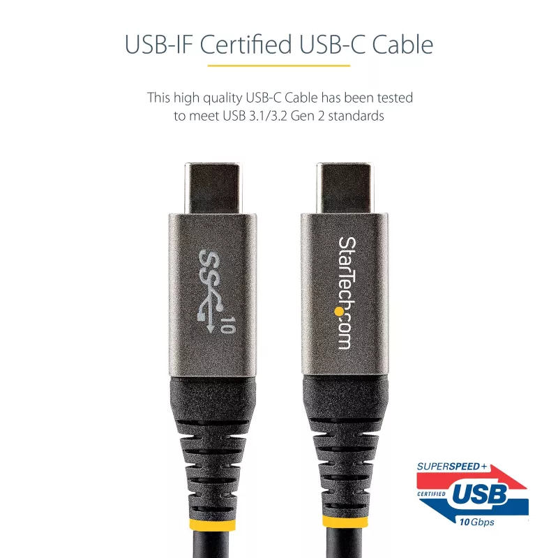 StarTech.com USB-C laidas 1 m, 10 Gbps, USB-IF sertifikuotas, 100W (5A) PD, DP Alt režimas