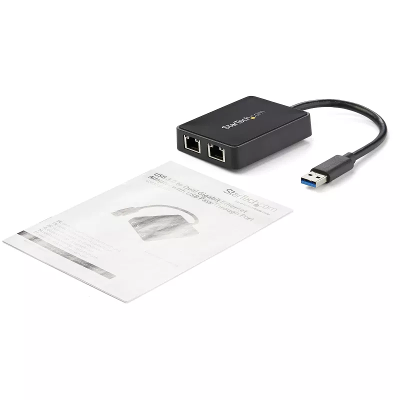 StarTech.com USB 3.0 prievado adapteris su dviem Gigabit Ethernet prievadais ir USB prievadu