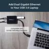 StarTech.com USB 3.0 prievado adapteris su dviem Gigabit Ethernet prievadais ir USB prievadu
