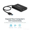 StarTech.com USB 3.0 į Dual DisplayPort adapteris – 4K 60Hz, 3.2 Gen 1 (3.1 Gen 1), USB Type-A, DisplayPort išvestis, 4096 x 2160 pikselių