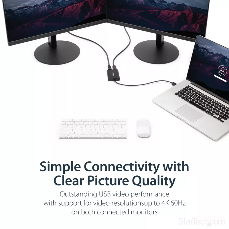 StarTech.com USB 3.0 į Dual DisplayPort adapteris – 4K 60Hz, 3.2 Gen 1 (3.1 Gen 1), USB Type-A, DisplayPort išvestis, 4096 x 2160 pikselių
