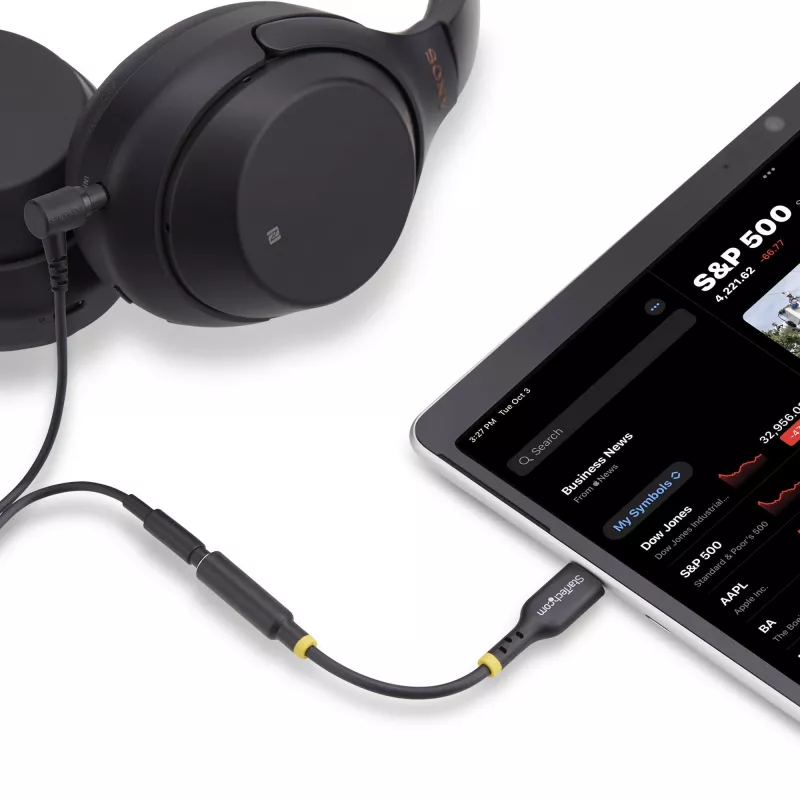StarTech.com USBCAUDIO2 USB-C–3,5 mm TRRS ausinių / laisvų rankų garso adapteris, 32 bitų DAC, suderinamas su Thunderbolt, 12,7 cm, juodos spalvos