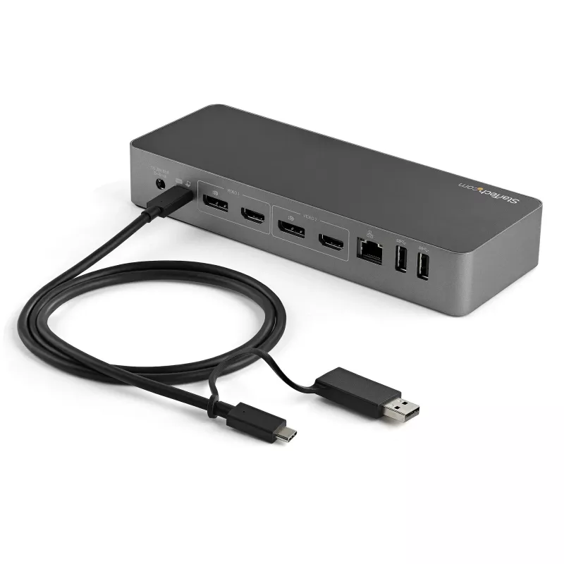 StarTech.com 3ft (1m) USB-C laidas su USB-A adapteriu – Hibridinis 2-in-1 USB-C laidas su USB-A – USB-C į USB-C (10Gbps/100W PD), USB-A į USB-C (5Gbps) – Idealus hibridinei dokų stočiai