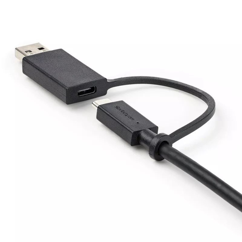 StarTech.com 3ft (1m) USB-C laidas su USB-A adapteriu – Hibridinis 2-in-1 USB-C laidas su USB-A – USB-C į USB-C (10Gbps/100W PD), USB-A į USB-C (5Gbps) – Idealus hibridinei dokų stočiai